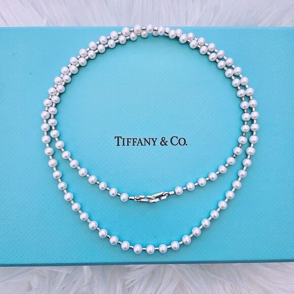 Tiffany & Co. Freshwater Pearl Wrap Necklace in Sterling Silver 5-6mm 32” - Picture 1 of 6